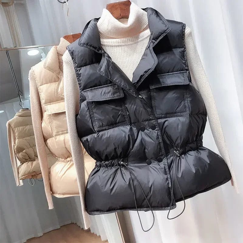 Vesporia 2022 New Ultra Light Down Vest Women Short Vest Windproof Lightweight Warm Waistcoat Female White Duck Down Down Coat Sleeveless