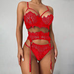 Vesporia Red / XXXXL / United States Hot Erotic Bra+Thongs Garters Set Plus Size Women Lingerie Sexy Underwear Set Porn Sex Costumes Transparent Lace Babydoll 4XL