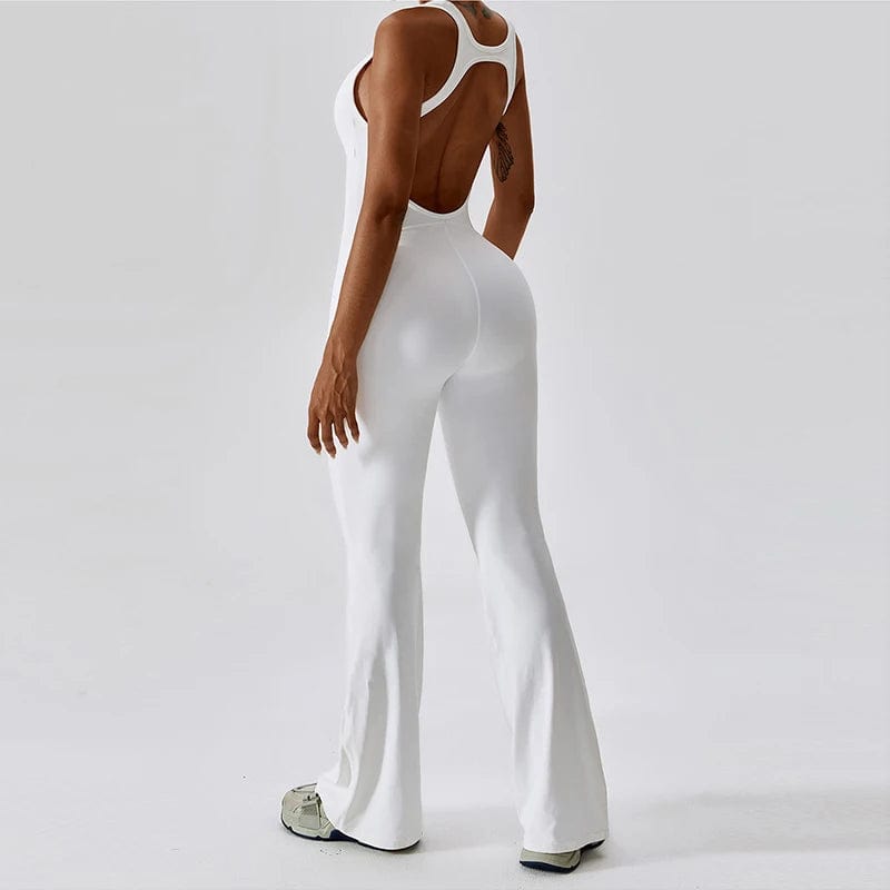 Vesporia White / XS Sexy Back V Jumpsuit Gym Set Women Training Yoga Suit Sportswear Women Sports Jumpsuit Fitness Rompers Stretch Workout Bodysuits