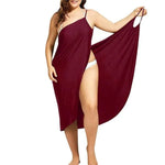 Vesporia f / 4XL Summer Beach Sexy Women Solid Color Wrap Dress Sun Protection Bikini Cover Up Sarongs Female Bathing Suit Swimwears