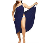 Vesporia g / XXL Summer Beach Sexy Women Solid Color Wrap Dress Sun Protection Bikini Cover Up Sarongs Female Bathing Suit Swimwears