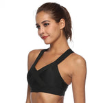 Vesporia black / S Women Padded Wireless V Neck Cross Back Bra Quick Dry Sports Gym Crop Top Women's Intimates топик женский 2020