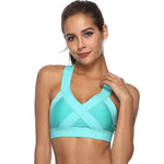 Vesporia green / XL Women Padded Wireless V Neck Cross Back Bra Quick Dry Sports Gym Crop Top Women's Intimates топик женский 2020