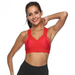 Vesporia Red / XL Women Padded Wireless V Neck Cross Back Bra Quick Dry Sports Gym Crop Top Women's Intimates топик женский 2020