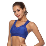 Vesporia Sapphire Blue / XL Women Padded Wireless V Neck Cross Back Bra Quick Dry Sports Gym Crop Top Women's Intimates топик женский 2020