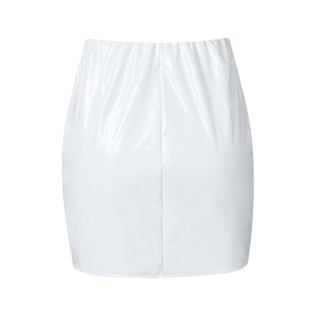 vesporia Biały / XL Lateksowa Mini Spódnica