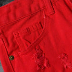 Czerwona Mini Spódniczka Z Przetarciami - Vesporia