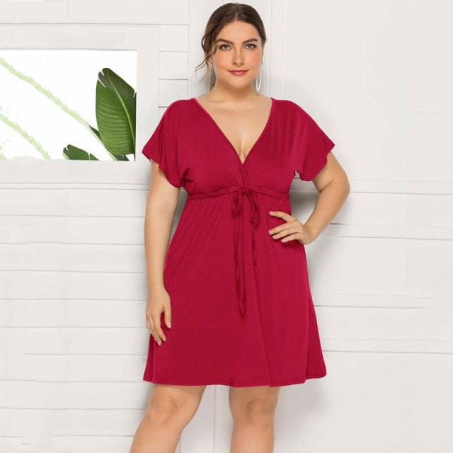 vesporia Czerwony / M Wiązana Sukienka Plus Size