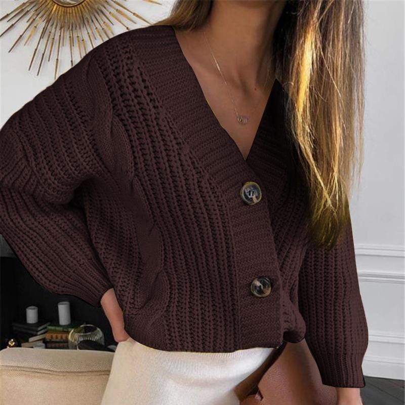 Vesporia Brązowy / Uniwersalny Krótki Zapinany Sweter