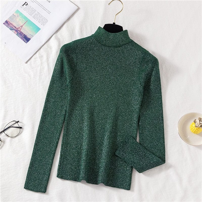 Vesporia Zielony / Uniwersalny Miękki Sweter Z Golfem