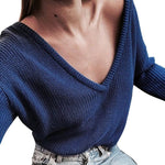 Vesporia Niebieski / S Sweter Z Głębokim Dekoltem