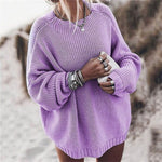 vesporia Fioletowy / S Oversizowy Sweter Ze Ściągaczem