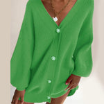 vesporia L / Zielony Sweter Z Dekoracyjnymi Guzikami