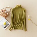 vesporia L / Zielony Sweter Z Odwijanym Golfem