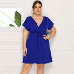 vesporia Niebieski / 4XL Wiązana Sukienka Plus Size