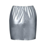 vesporia Srebrny / S Lateksowa Mini Spódnica