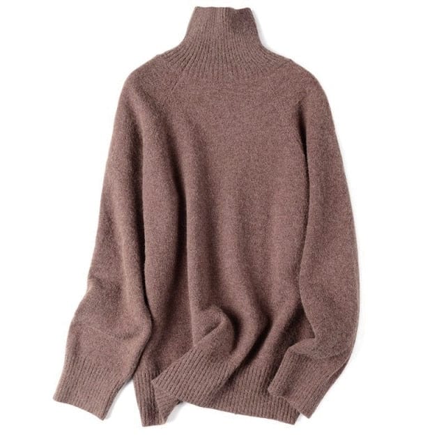 vesporia Uniwersalny / Brązowy Oversizowy Wełniany Sweter