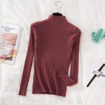 vesporia Uniwersalny / Ciemnoczerwony Prążkowany Sweter Z Golfem