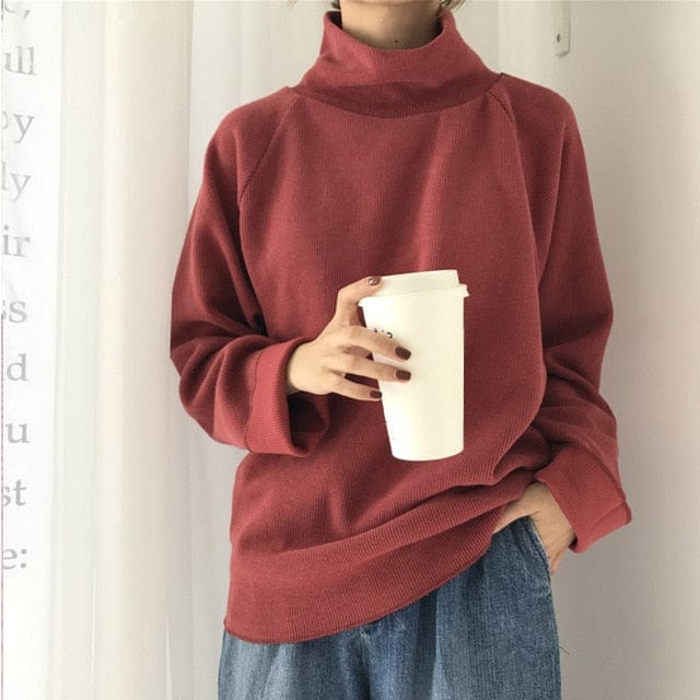 vesporia Uniwersalny / Czerwony Oversizowy Gładki Sweter