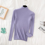 vesporia Uniwersalny / Fioletowy Prążkowany Sweter Z Golfem