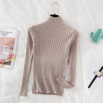 vesporia Uniwersalny / Jasnobrązowy Prążkowany Sweter Z Golfem
