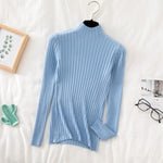 vesporia Uniwersalny / Jasnoniebieski Prążkowany Sweter Z Golfem