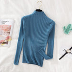 vesporia Uniwersalny / Niebieski Prążkowany Sweter Z Golfem