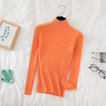 vesporia Uniwersalny / Pomarańczowy Prążkowany Sweter Z Golfem