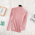 vesporia Uniwersalny / Różowy Prążkowany Sweter Z Golfem