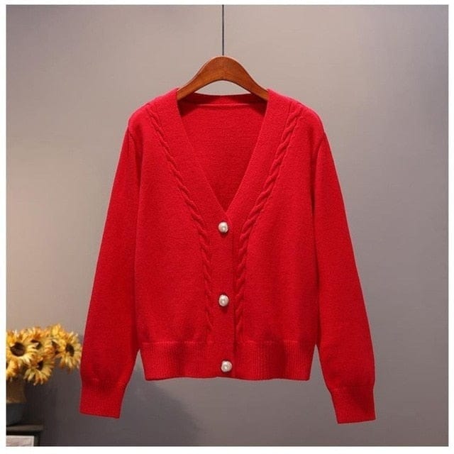 vesporia XXXL / Czerwony Sweter Z Dekoracyjnym Splotem