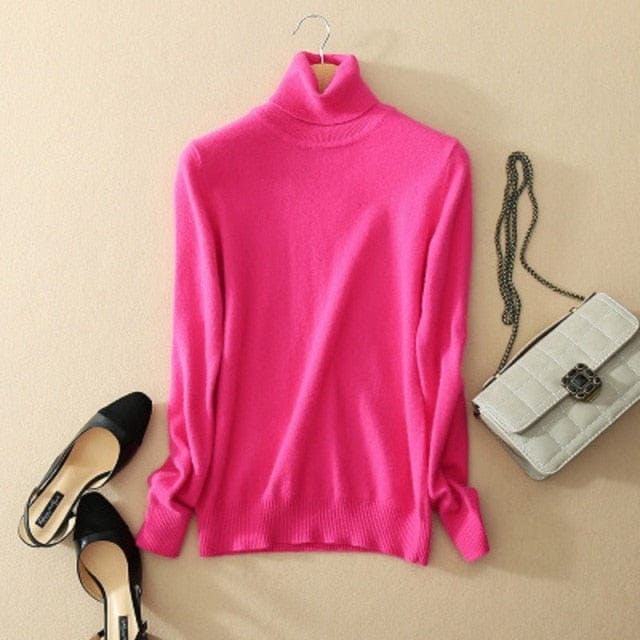 vesporia XXXL / Różowy Minimalistyczny Sweter Z Golfem