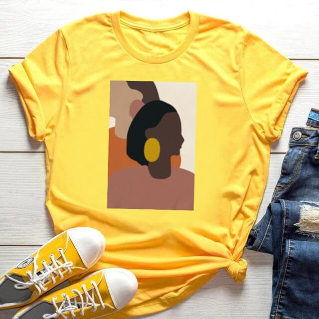 vesporia Żółty 2 / XL Obszerny T-shirt Z Grafiką