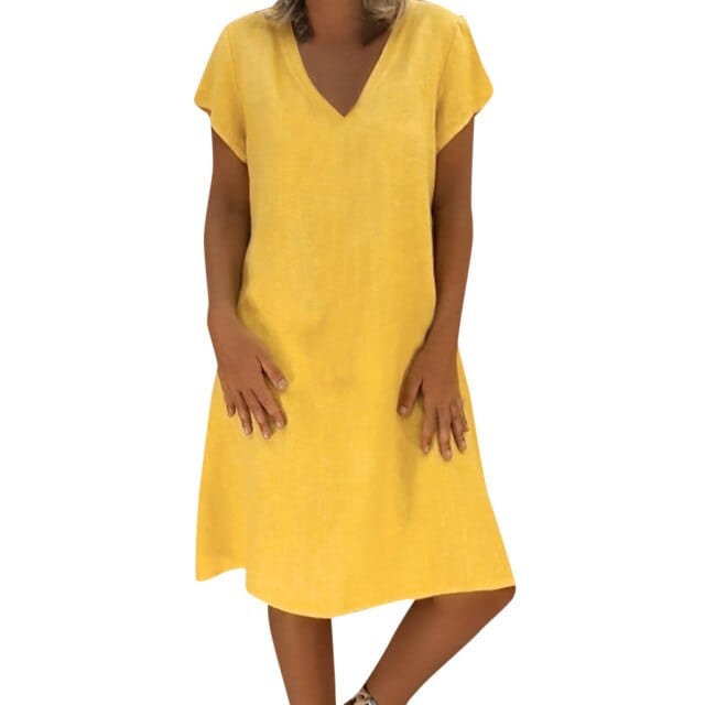 vesporia Żółty / L / China Luźna Sukienka Z Rękawem