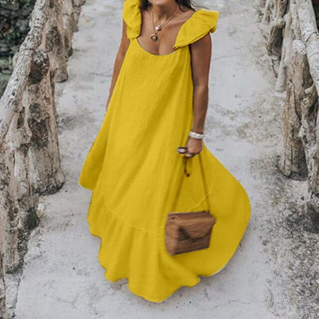 vesporia Żółty / XL Luźna Sukienka Maxi